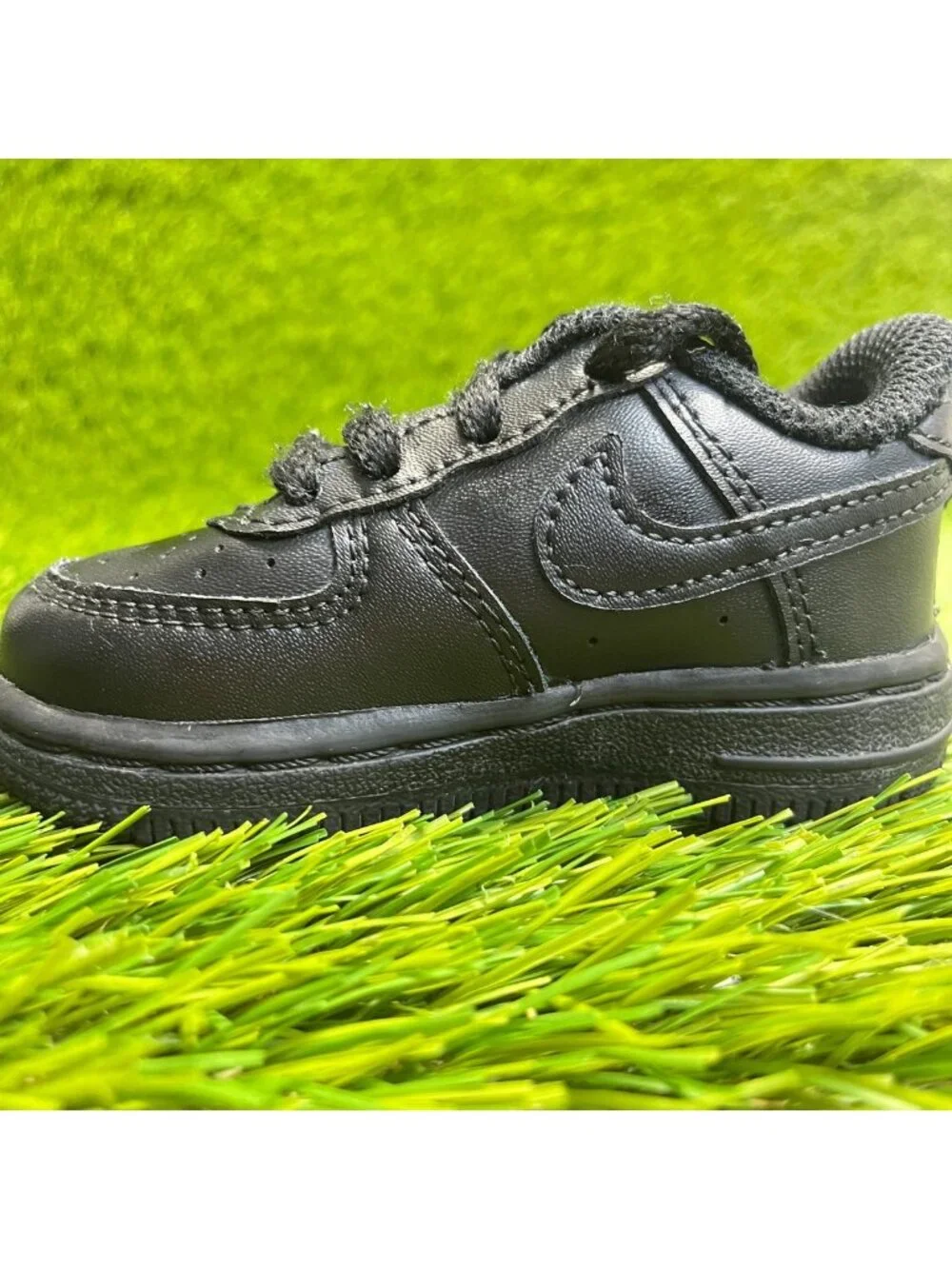 Nike Air Force 1 Low Toddler Size 4C Triple Black Athletic Leather Shoes Sneaker